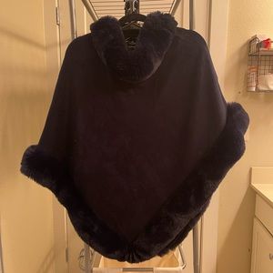 Faux fur poncho